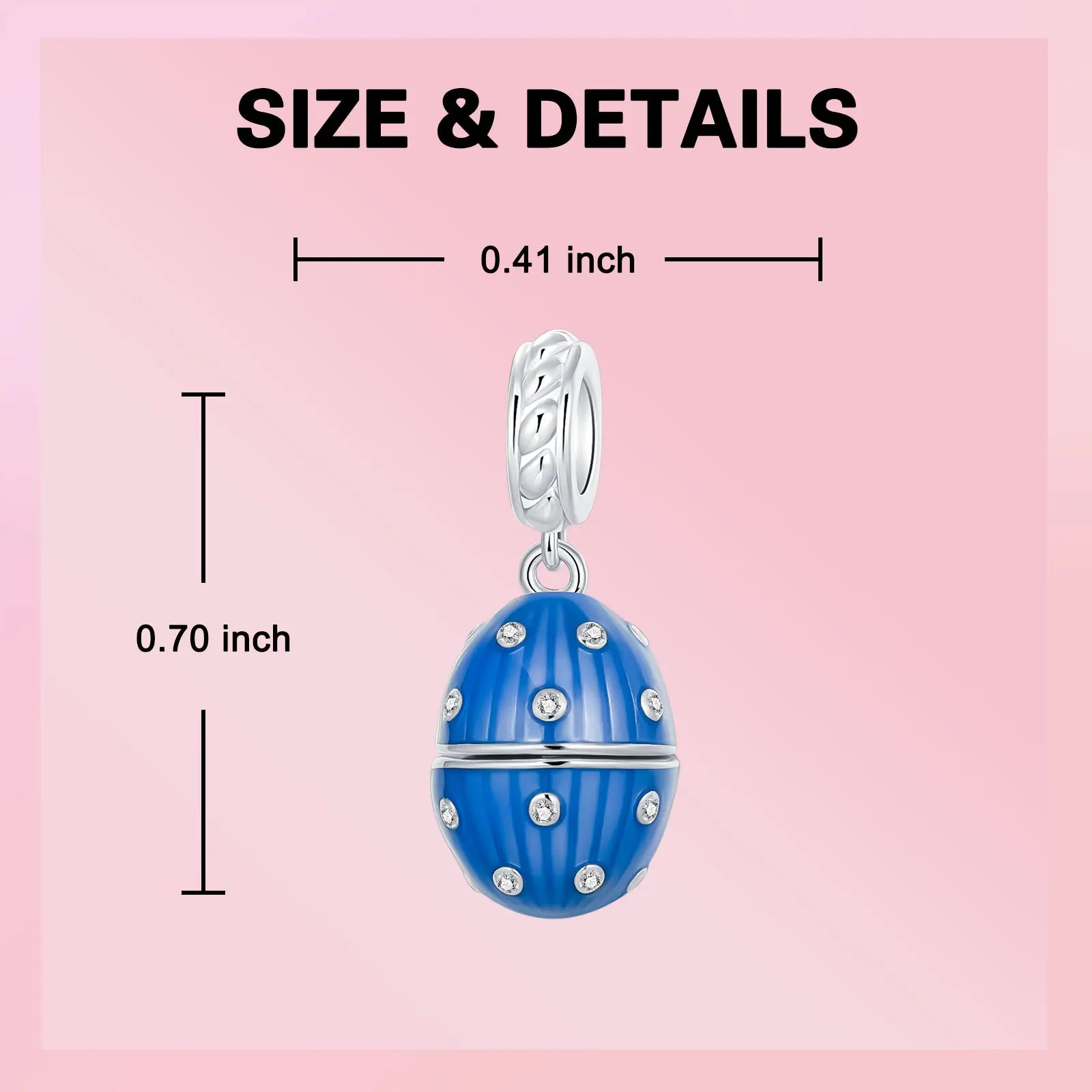 925 Sterling Silver Easter Egg Pendant Charm – DIY Bracelet Jewelry for Women