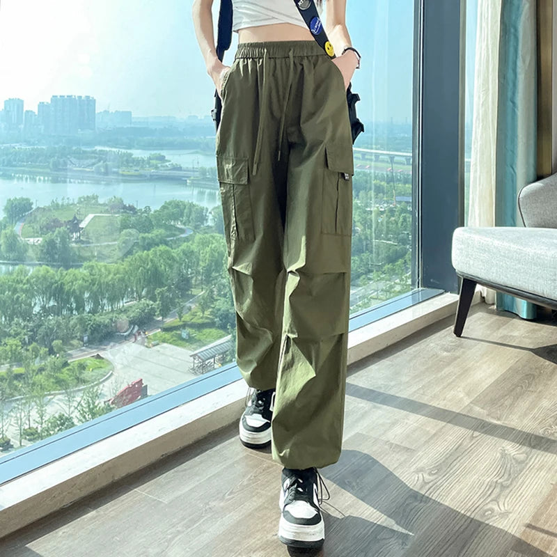 Fashion Women Joggers Pants | Casual Chic Straight Cargo Pants | High Waist Slim Streetwear Trousers