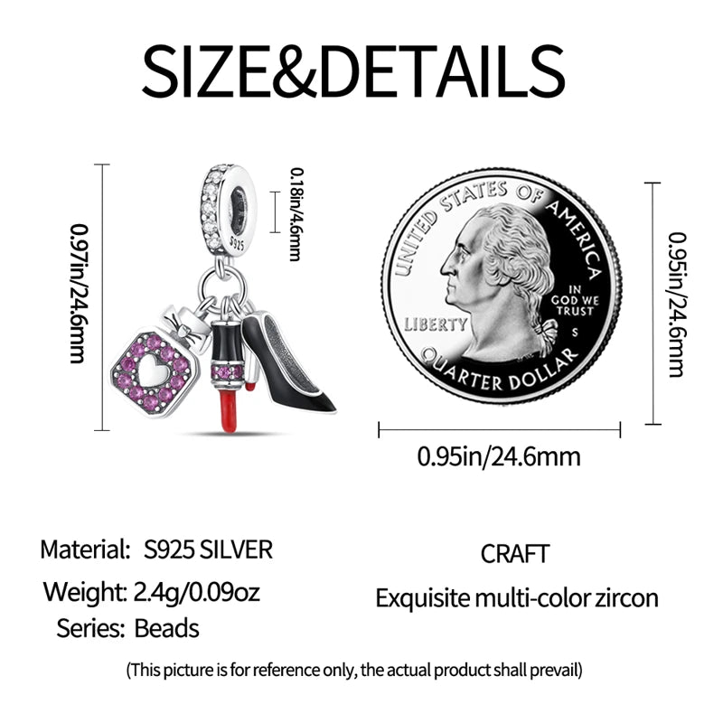 925 Sterling Silver Western Cowboy Boots Charm Bead | Hobby Series Pendant for Bracelet DIY Jewelry Gift