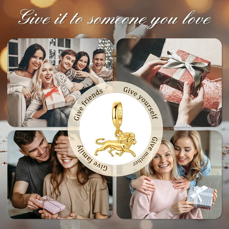 925 Sterling Silver Gold Charms Beads | Leopard, Butterfly, Firefly & Bee Dangle Fit Original Bracelet Women DIY Jewelry Gift