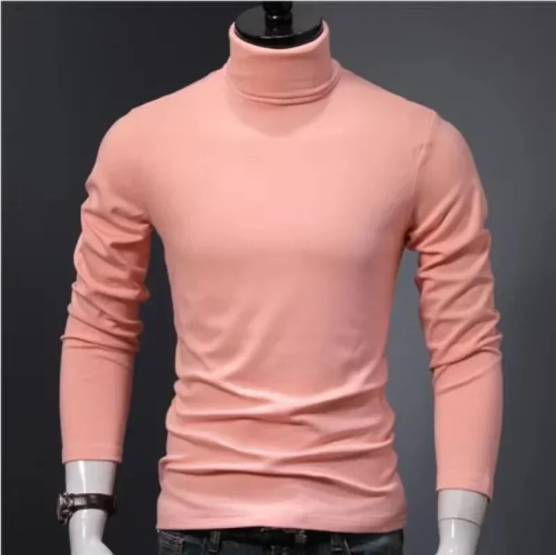Men’s Slim Fit Turtleneck Shirt | Fall/Winter Solid Black Long Sleeve Inner Wear
