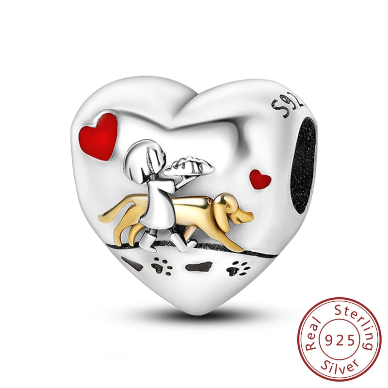 New 925 Sterling Silver Family Sister Love Heart Charm Bead | Original Bracelet DIY Jewelry Gift for Women