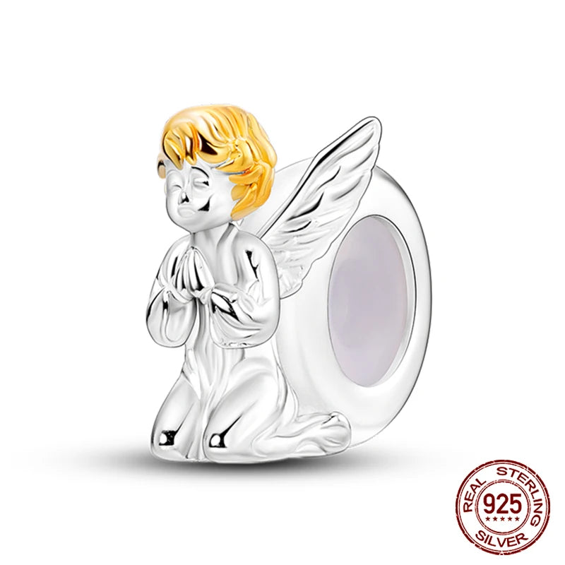 925 Sterling Silver Luminous Butterfly Star Moon Charm Bead | Round Clasp Bead for 3mm DIY Bracelet Jewelry Gift