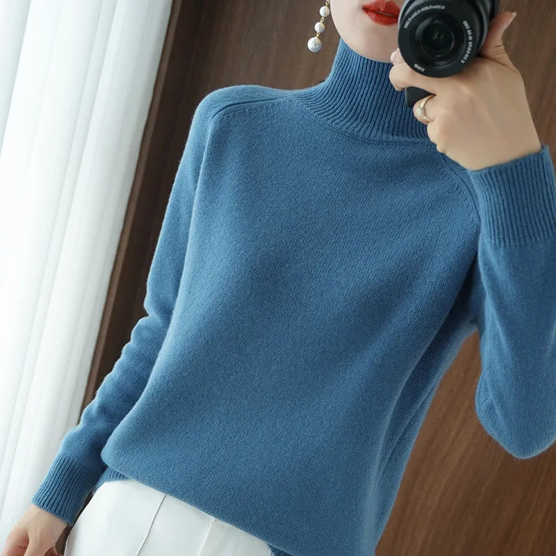 2025 Casual Autumn Winter Women Turtleneck Sweater – Thick Warm Long Sleeve Korean Knit Pullover