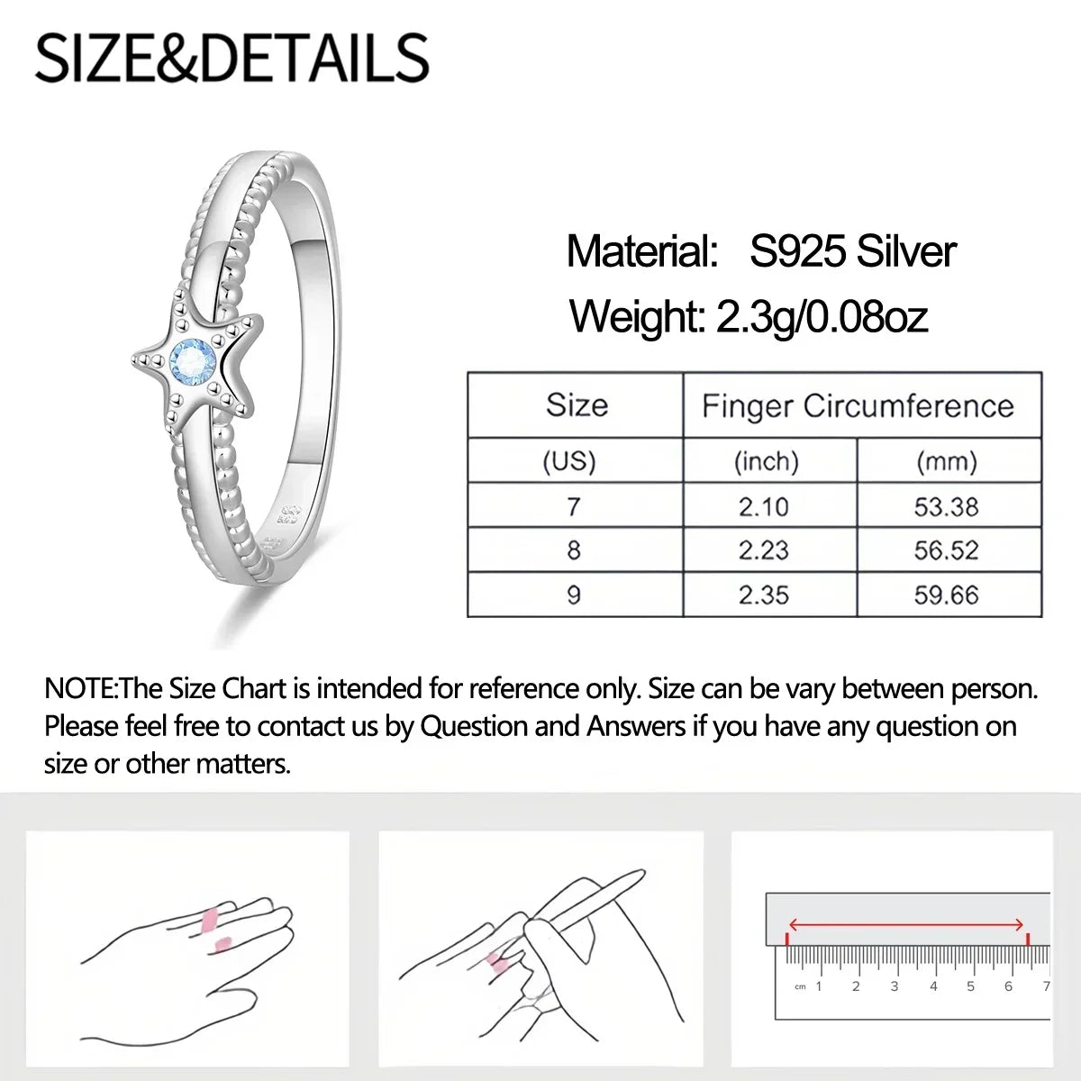 925 Sterling Silver Double Heart, Bow & Starfish Crown Rings | Women’s Moon Ring Fine Jewelry Wedding & Valentine Gift