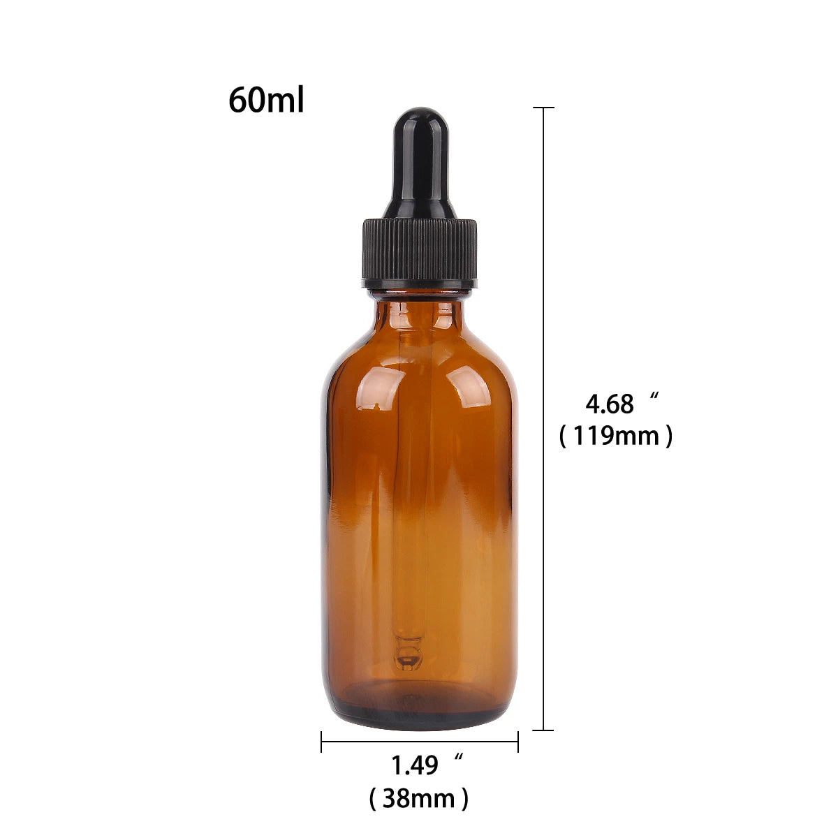 6/12/24PCS 60ML Amber Glass Dropper Bottles – Refillable Cosmetic, Perfume & Essential Oil Bottles with Glass Pipette