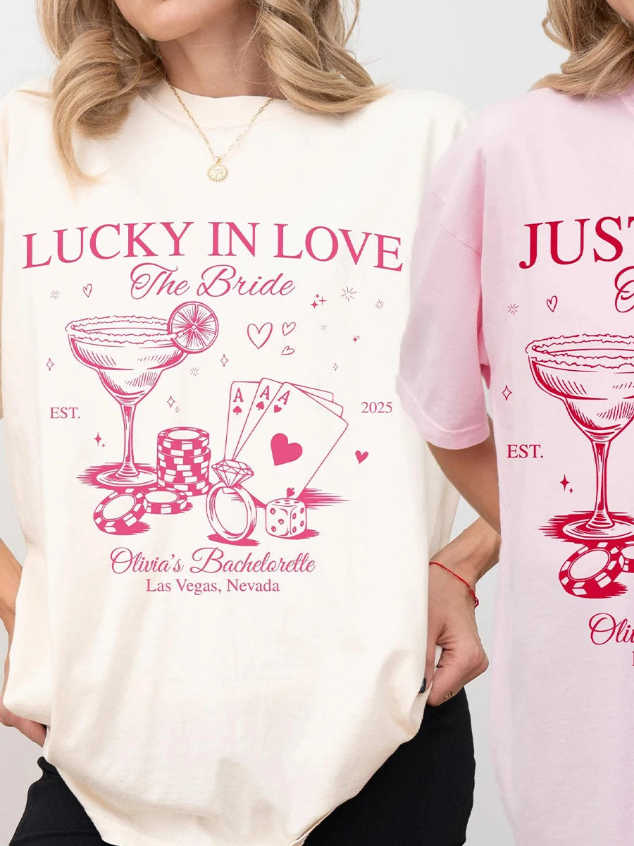Lucky In Love Las Vegas Shirt 💍✨ Custom Bachelorette Party Unisex Tee