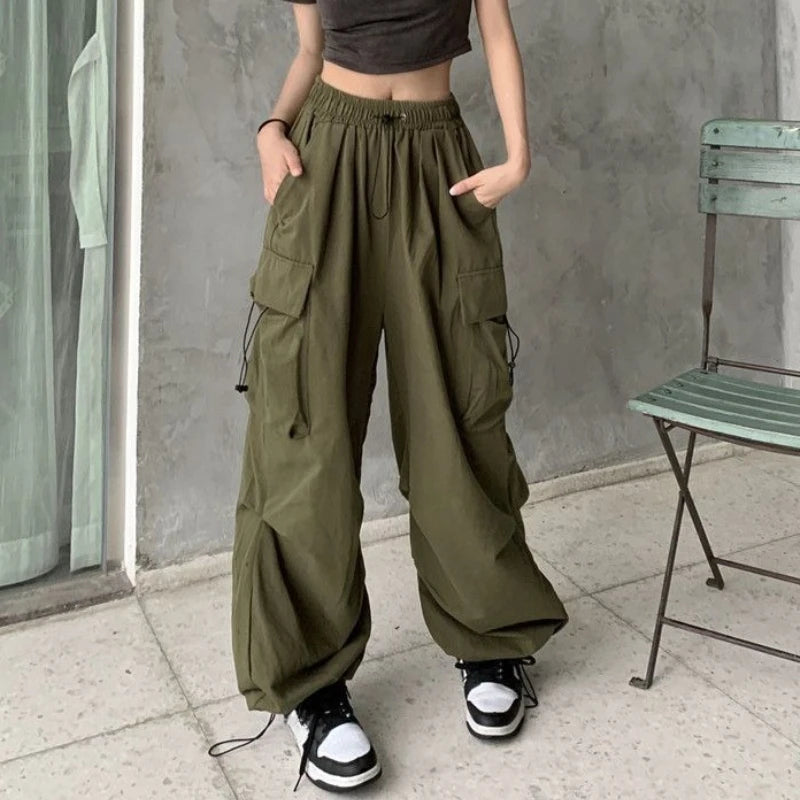 Retro Women’s Cargo Pants – High Waist Streetwear Casual Harajuku Sports Sweatpants