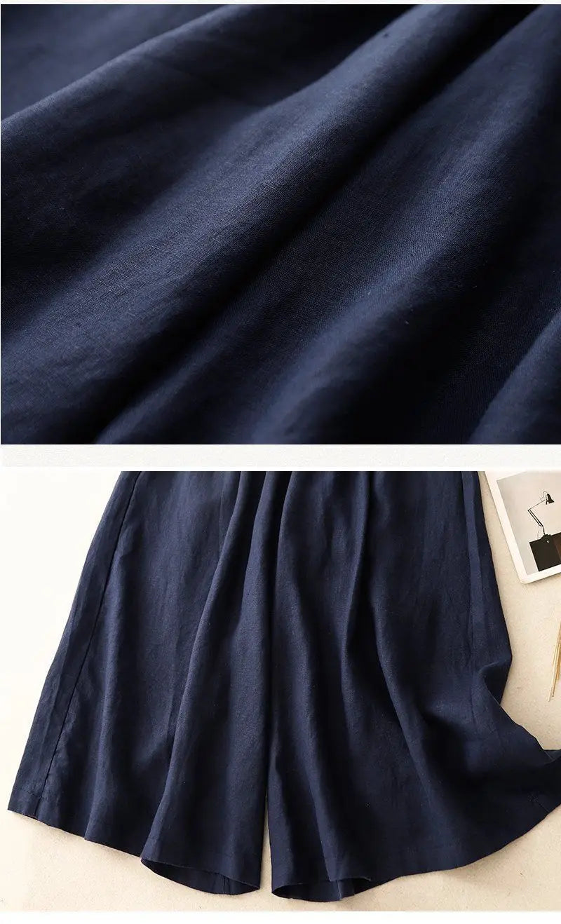 Casual Cotton Linen Pants for Women | Vintage Wide Leg Joggers | Summer Fashion Capri Sweatpants