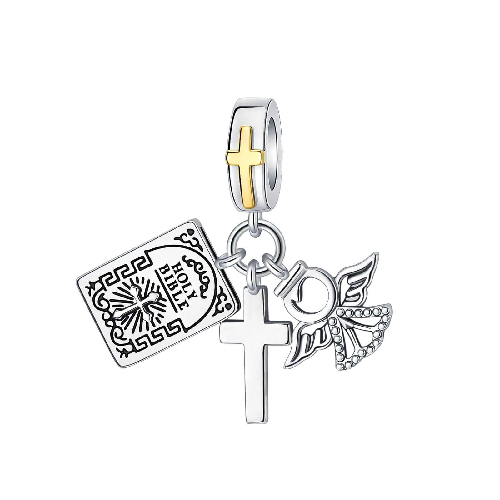 925 Sterling Silver Golden Heart Lock & Birthday Candle Charm | Fit Original Pandora Bracelet DIY Jewelry