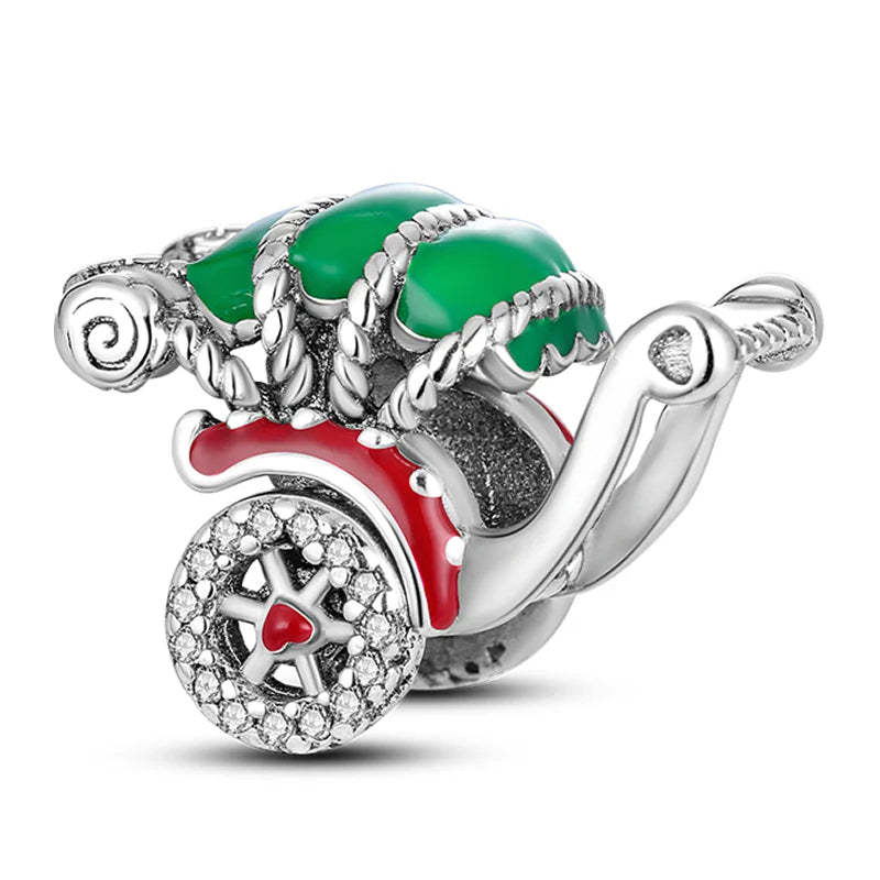 925 Sterling Silver Colorful Charms – Rose, Crown, Rainbow & Heart Dangle Beads Fit Pandora Bracelet & Necklace