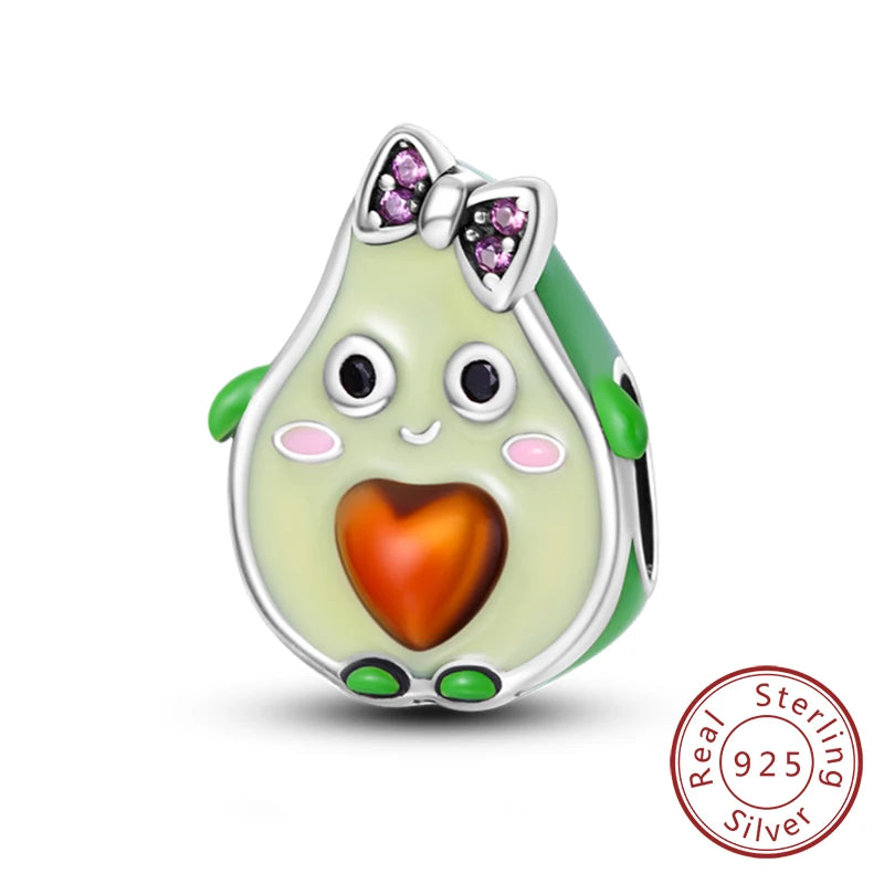 New 925 Sterling Silver Four-Leaf Clover Green Charm Bead | Lucky Pendant for Original Bracelet Jewelry Gift