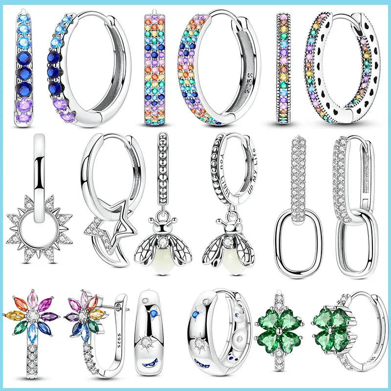 2025 925 Sterling Silver Hoop Earrings for Women | Drop Stud Fine Jewelry Engagement & Anniversary Gift