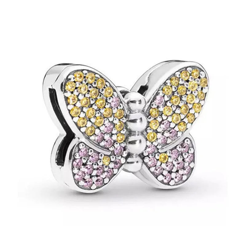 925 Sterling Silver Butterfly Daisy Moon Flat Light Clip | Fit European Original Bracelet DIY Women’s Exquisite Jewelry