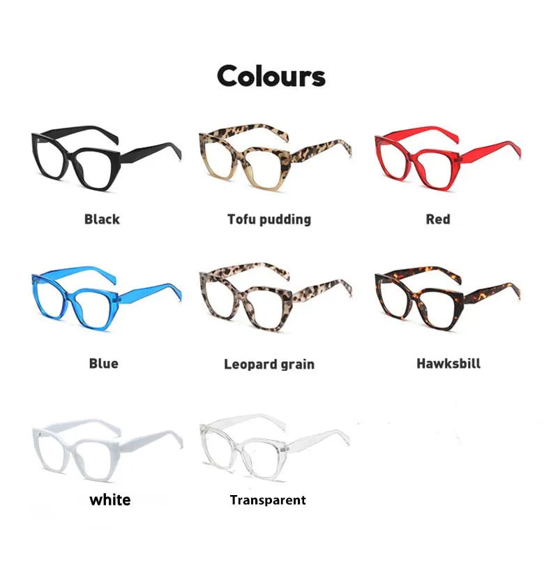 Luxury Cat Eye Myopia Glasses 👓 Tortoiseshell Oversize Anti-Blue Light