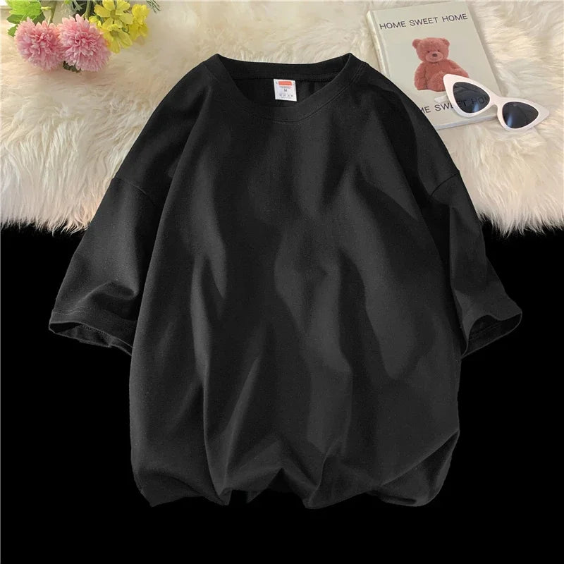 LEGIBLE 2025 Summer Women’s Cotton T-Shirt – Loose Solid Oversized O-Neck Tee 👕✨