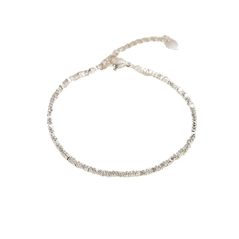 925 Sterling Silver Crushed Silver Bracelet – Irregular Jewelry for Women & Girls