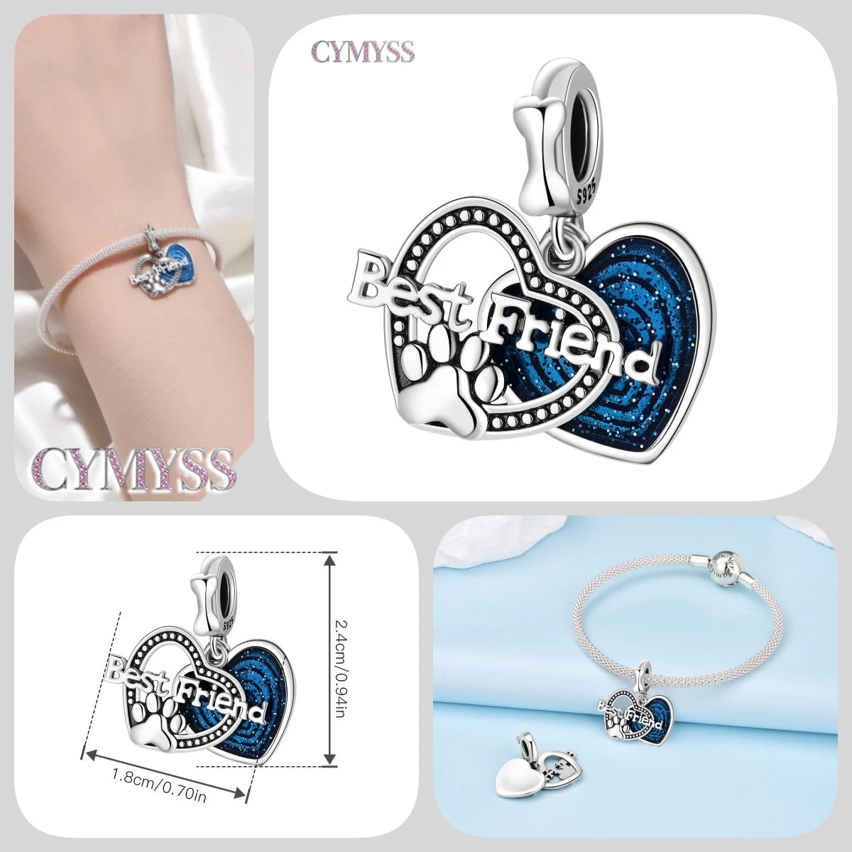 Hot Sale 925 Sterling Silver Dog & Cat Pet Charms | Cute Animal Pendant for Women Bracelet & Necklace DIY Jewelry Gift