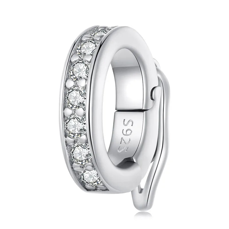 BISAER 925 Sterling Silver Clip Spacer Charm – Star & Cross Stopper Bead Fit Pandora Bracelet DIY Women’s Jewelry