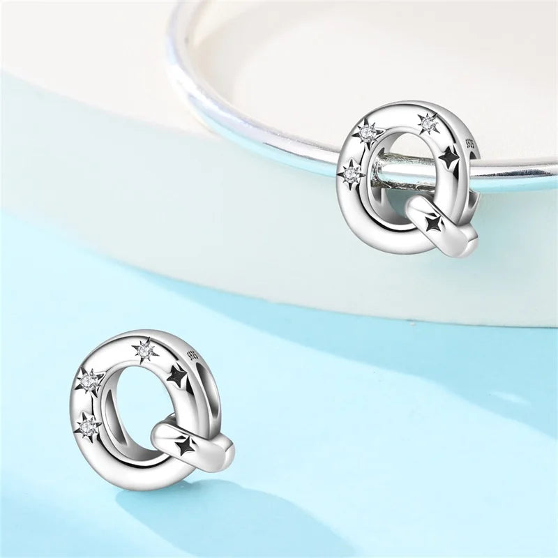 Classic 925 Sterling Silver A–Z Alphabet Charms | Letter Beads with Stars Fit Original Bracelet DIY Jewelry for Women