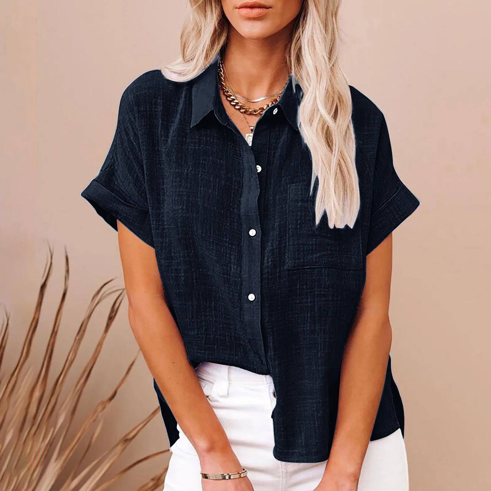 Women’s Cotton Linen T-Shirt | Summer Loose Fit Top | Casual Streetwear Blouse for Ladies