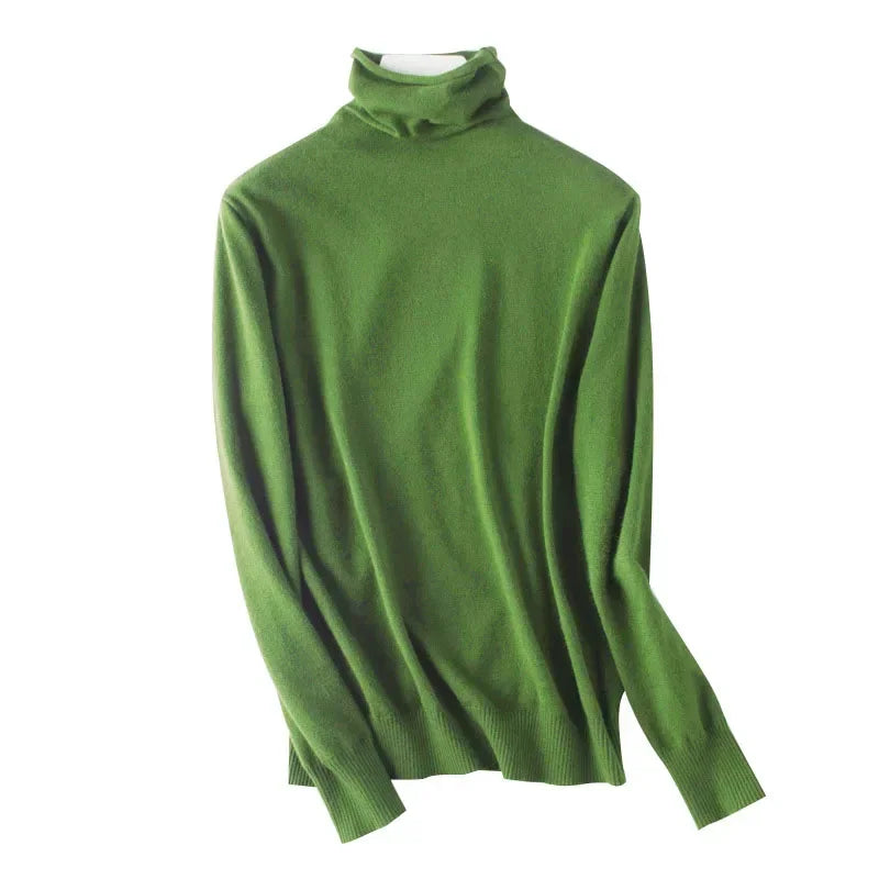 2025 Women’s Autumn Winter Turtleneck Sweater – Slim Fit Korean Knit Tops | Stretch Basic Pullovers