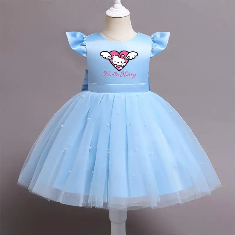 Hello Kitty Girls Lace Tulle Tutu Dress – Sleeveless Princess Wedding & Party Gown for Kids