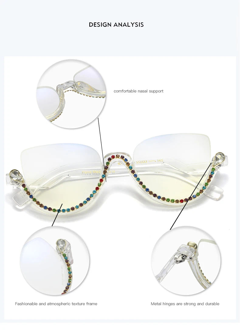 TANOXI Anti Blue Light Kardashian Flat Shield Sunglasses for Women – Y2K Punk Diamond Cutting Semi-Rimless Fashion Eyewear