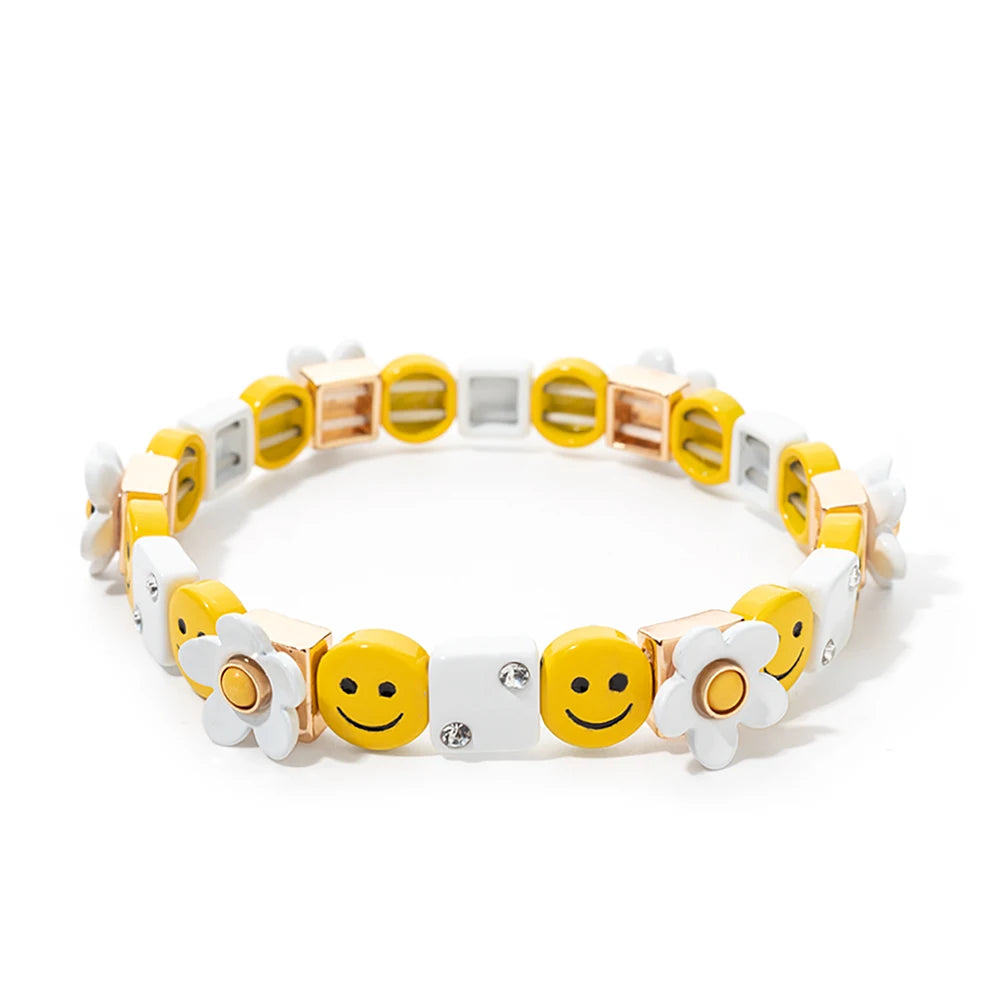 Gold Flower Charm Beaded Bracelet for Women | Boho Summer Jewelry Gift 2023