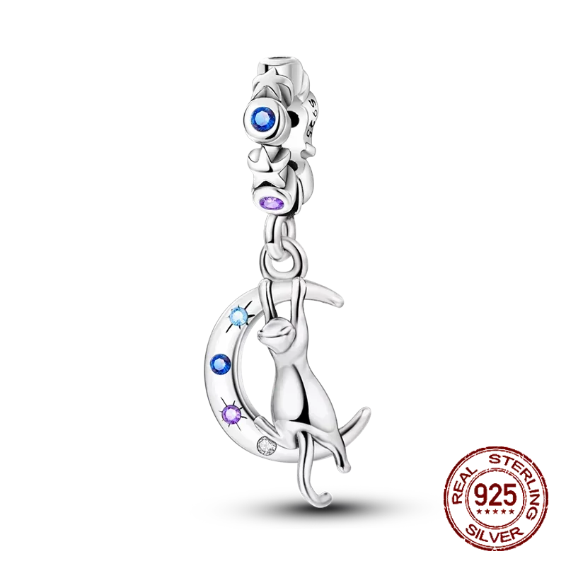 925 Sterling Silver Number & Puppy Family Beads Pendant | Fit 4mm Hole Bracelets