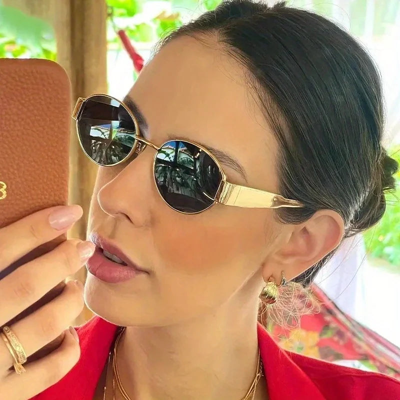 Oval Sunglasses for Women & Men – Trendy Metal Frame Sun Glasses | Classic Shades