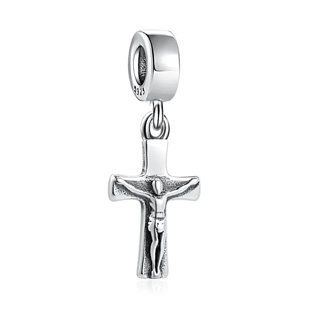 New 925 Sterling Silver Plated Christ Cross Buddha Charm Bead | Fit Original Pendant Bracelet DIY Fashion Jewelry