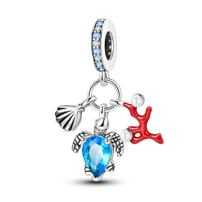 925 Sterling Silver Summer Ocean Collection Charms | Dangle Beads for Women Lover DIY Fine Jewelry Gift