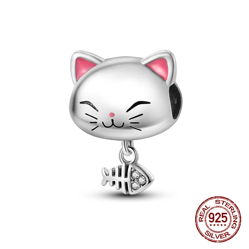 925 Sterling Silver Number & Puppy Family Beads Pendant | Fit 4mm Hole Bracelets