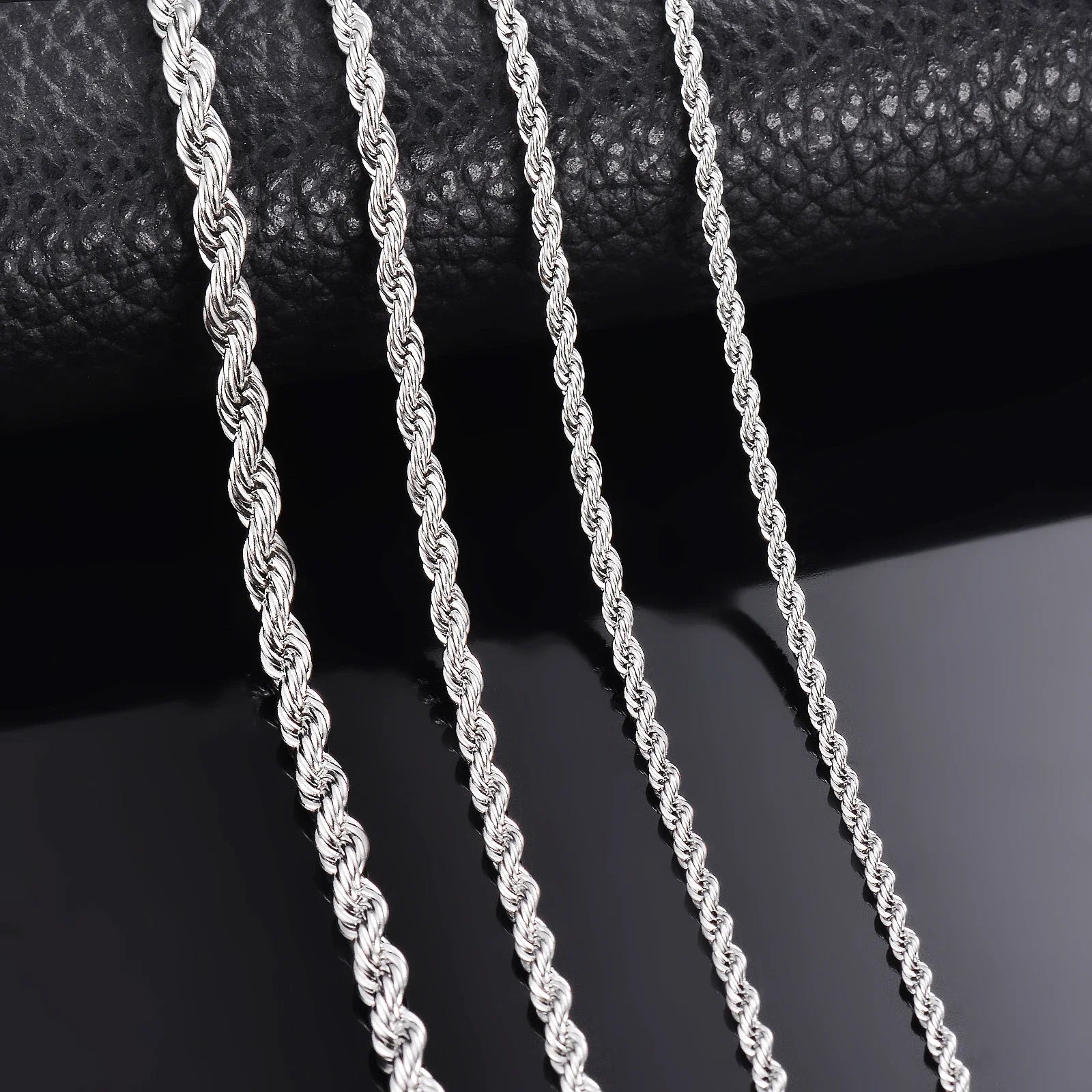 925 Sterling Silver Rope Chain Necklace/Bracelet for Men & Women – 2mm/3mm/4mm Fashion Jewelry