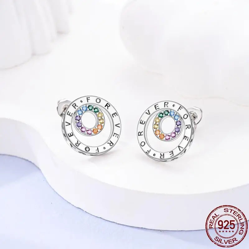 925 Sterling Silver Double Hoop Earrings for Women | Pave CZ Dangle Fashion Jewelry Gift for Engagement & Anniversary