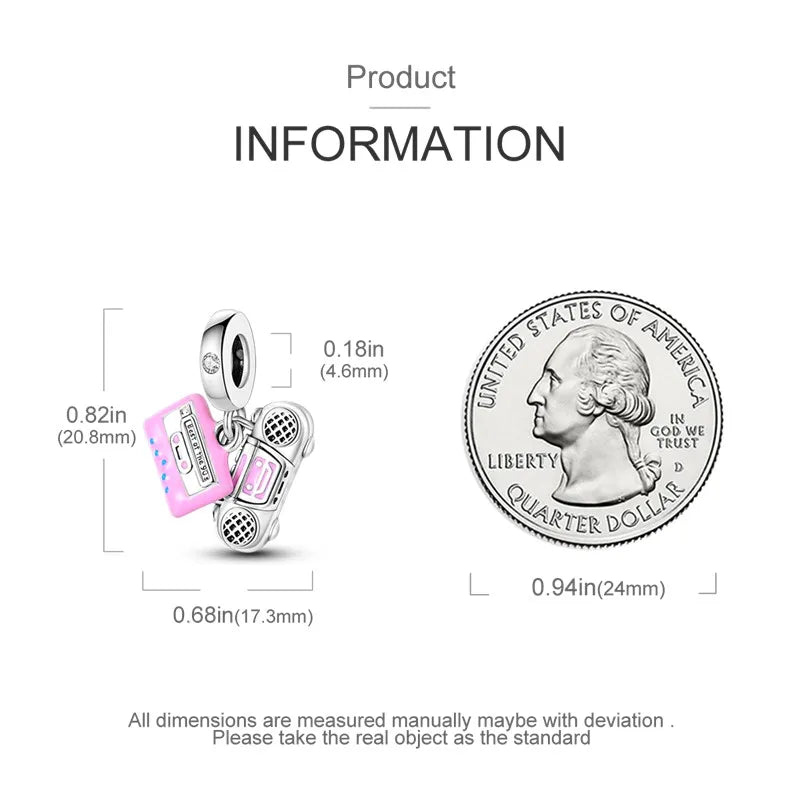 925 Sterling Silver Funny Playable Charms Beads | Smart Watch Tarot Bike Travel Dangle Fit Pandora Bracelet DIY Jewelry