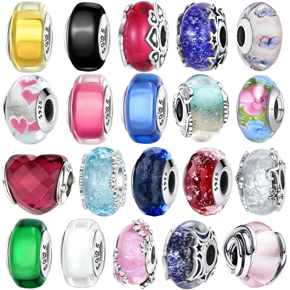 2025 New 925 Sterling Silver Colorful Murano Glass Beads | Fit Original Pandora Bracelet & Necklace DIY Jewelry