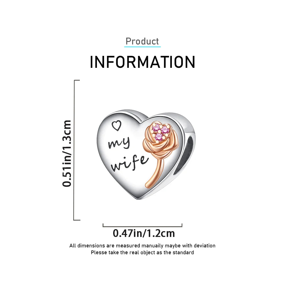 2025 New 925 Sterling Silver Family Love Heart Charm Beads | Sister, Daughter & Mother Pendant for Bracelets & DIY Jewelry