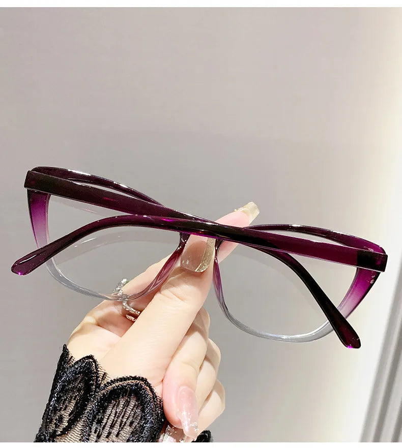 Fashion Ladies Reading Glasses – Trendy Luxury Cat Eye Presbyopia Anti-Blue Light Eyeglasses for Women & Men