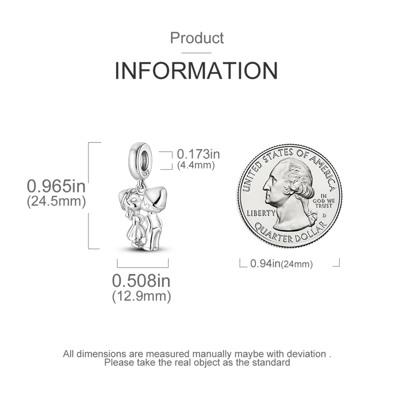 925 Sterling Silver Sweetheart Sister Charm | Fit Original Pandora & 3mm Bracelets DIY Jewelry Gift for Women