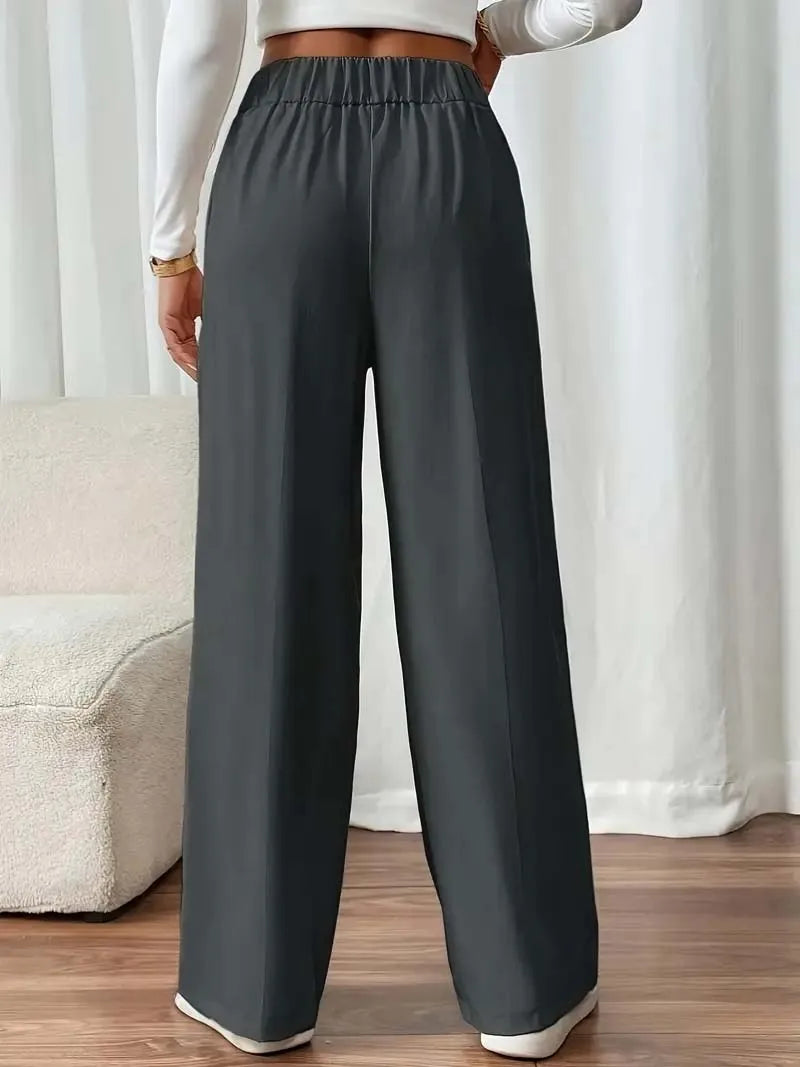 2025 Women’s High Waist Wide Leg Pants | Flowy Floor-Length Minimalist Straight Fit Trousers