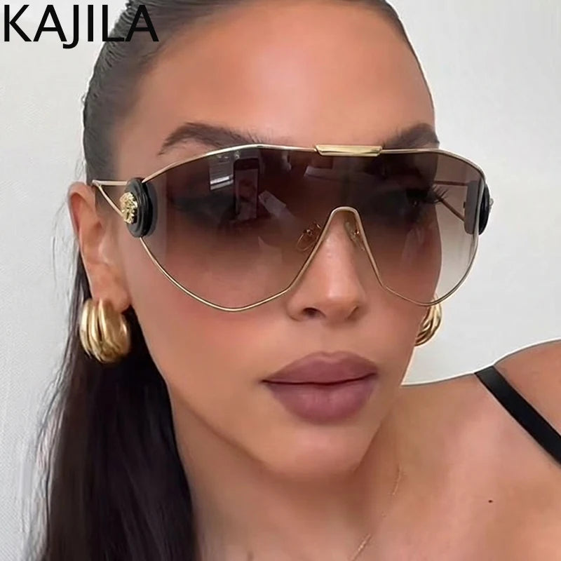 Oversized Wrap Around Mask Sunglasses for Women 2025 – Luxury Brand Vintage One-Piece Goggle Windproof Punk Shield Sun Glasses