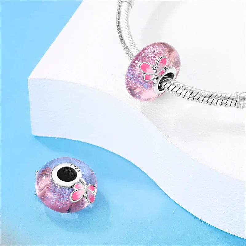 925 Sterling Silver Round Colored Zircon Spacer Beads – Fits Pandora Original Bracelets DIY Exquisite Party Jewelry