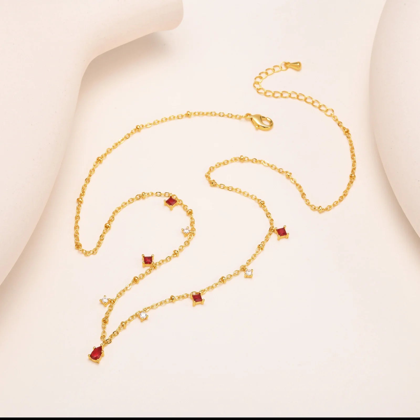 Zirconia Charms Necklace for Women – CZ Dangle Choker Bezel Station Gold Plated Jewelry