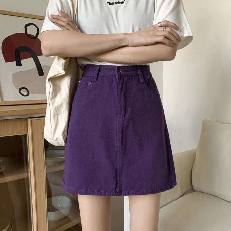 Women’s High Waist A-Line Denim Skirt | Slimming Bodycon Short Skirt Korean Style 2025