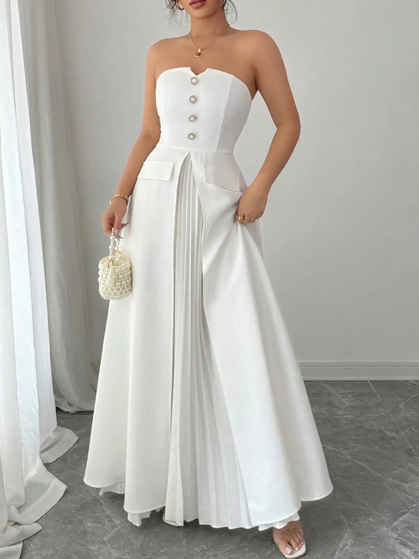 Women's Striped Print Wide Leg Dress 👗 Elegant Sleeveless Long Dress 🌸 Party Holiday Wedding Guest Outfit ✨