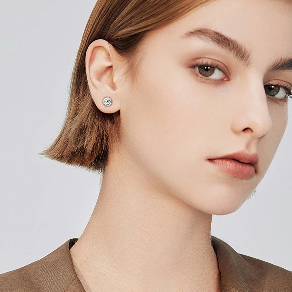 0.2ct Moissanite Bubble Stud Earrings – 925 Sterling Silver 18K Yellow Gold Plated Unisex Jewelry