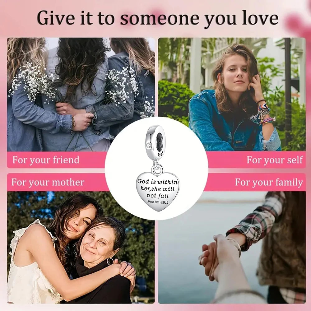 2025 Hot Sale 925 Sterling Silver Religious Bible Heart Charm | Fit Pandora Bracelet & Necklace DIY Jewelry