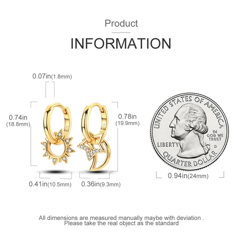 925 Sterling Silver Star Moon Unicorn Earrings | Pave CZ Women’s Fashion & Anniversary Jewelry